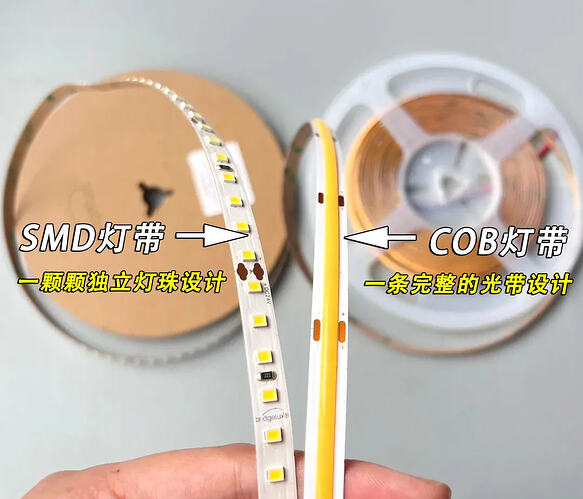 SMD灯带和COB灯带的LED芯片封装方式区别
